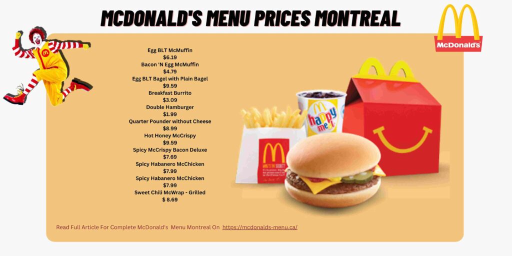McDonald's Menu Montreal