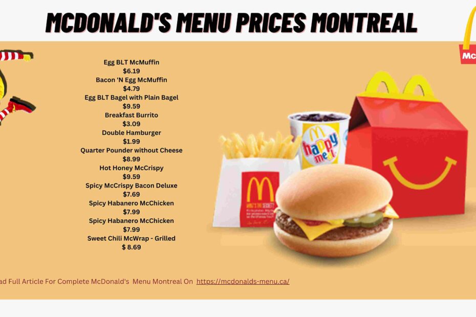 McDonald's Menu Montreal